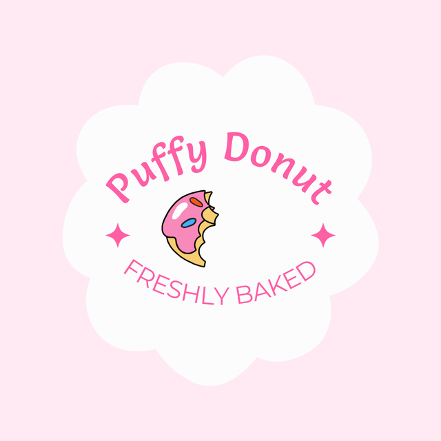 Puffy Doughnuts Sale Offer Animated Logo Πρότυπο σχεδίασης