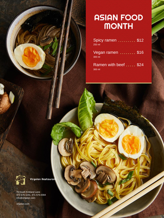 Asian Food Month Announcement Poster US Design Template