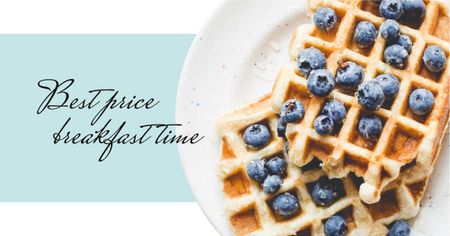 Breakfast Meal with Tasty Waffle Facebook AD Design Template