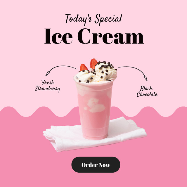 Special Ice Cream Offer With Strawberry And Chocolate Instagram Šablona návrhu