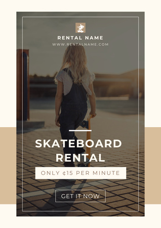 Designvorlage Skateboard Rental Announcement für Poster