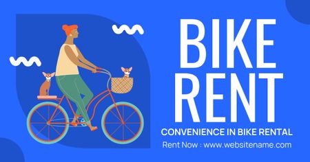 Ontwerpsjabloon van Facebook AD van Aanbieding van fiets te huur op Blue