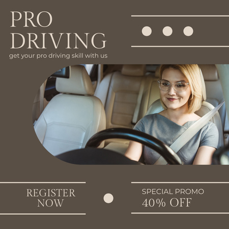 Pro Driving Course With Registration And Discounts Instagram AD Design Template