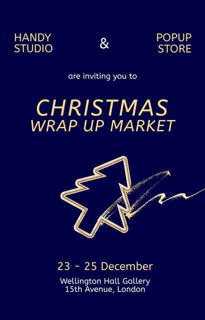 Christmas Market Announcement on Blue Invitation 4.6x7.2in tervezősablon