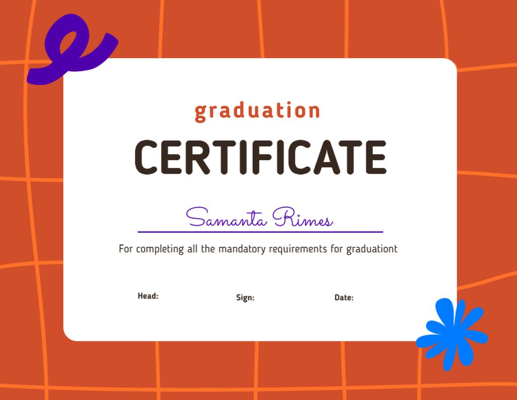 Graduation Award for Course Completion Certificate Design Template