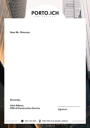 Template di design Construction Company Offer with Modern Business Buildings Letterhead