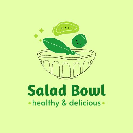 Restaurant Ad with Fresh Salad Logo Design Template