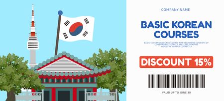 Platilla de diseño Basic Korean Course Discount Coupon 3.75x8.25in