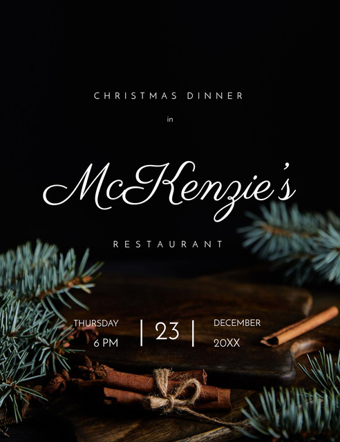 Ontwerpsjabloon van Invitation 13.9x10.7cm van Christmas Dinner Announcement in Luxury Restaurant