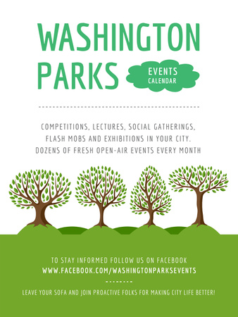 Park Event Announcement Green Trees Poster US Modelo de Design