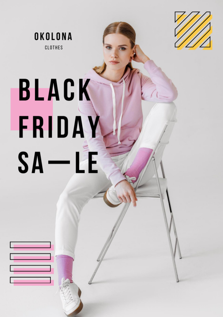 Black Friday Women's Clothing Sale Flyer A5 Tasarım Şablonu