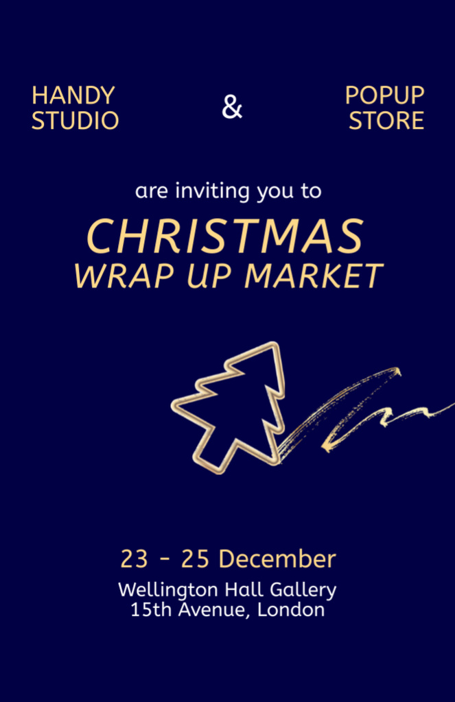 Delightful Christmas Market Announcement In Blue Invitation 5.5x8.5in Modelo de Design