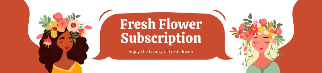 Template di design Fresh Flower Subscription with Illustration of Women in Flower Wreaths Ebay Store Billboard