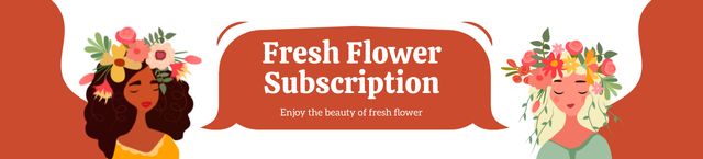 Ontwerpsjabloon van Ebay Store Billboard van Fresh Flower Subscription with Illustration of Women in Flower Wreaths