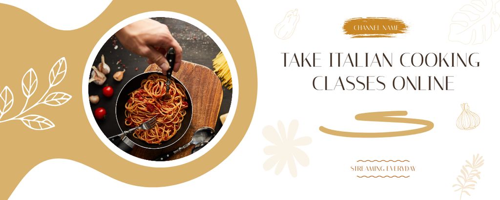 Italian cooking classes Twitch Profile Banner Modelo de Design