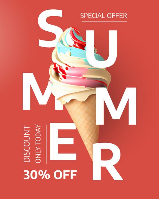 Ontwerpsjabloon van Instagram Post Vertical van Summer Ice-Cream Discount