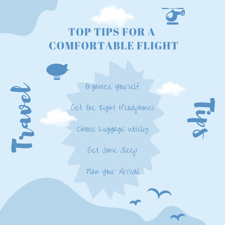 Comfortable Flight Travel Tips Instagram Modelo de Design