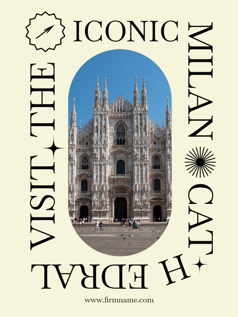Tour to Italy with Beautiful Cathedral Poster US Design Template