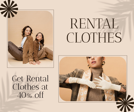 Rental fashion clothes service collage Facebook Design Template