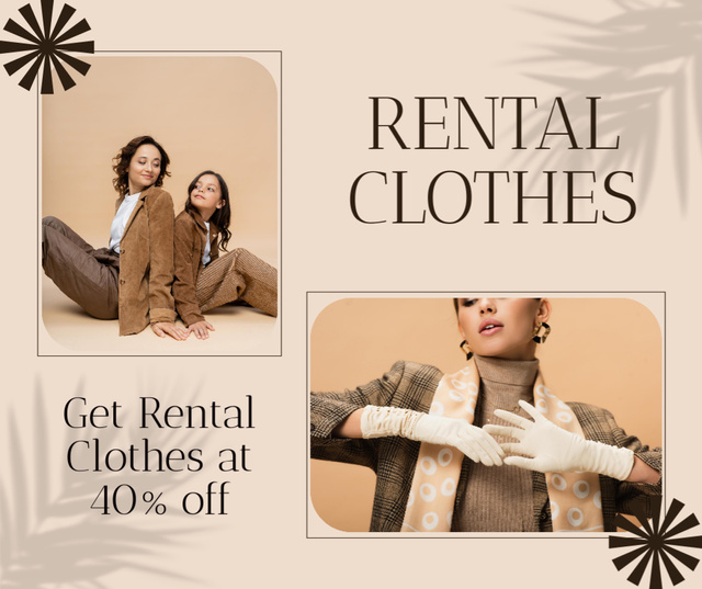 Rental fashion clothes service collage Facebookデザインテンプレート
