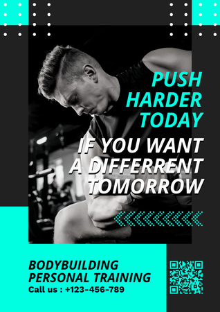 Designvorlage Bodybuilding Personal Training für Poster
