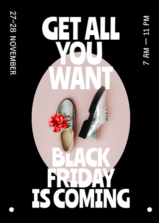 Plantilla de diseño de Stylish Shoes Sale on Black Friday Flyer A6 