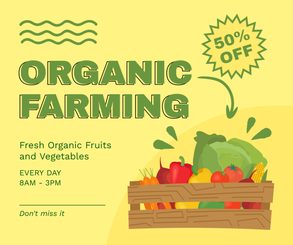 Designvorlage Farm Organic Products Discounted in Market für Facebook