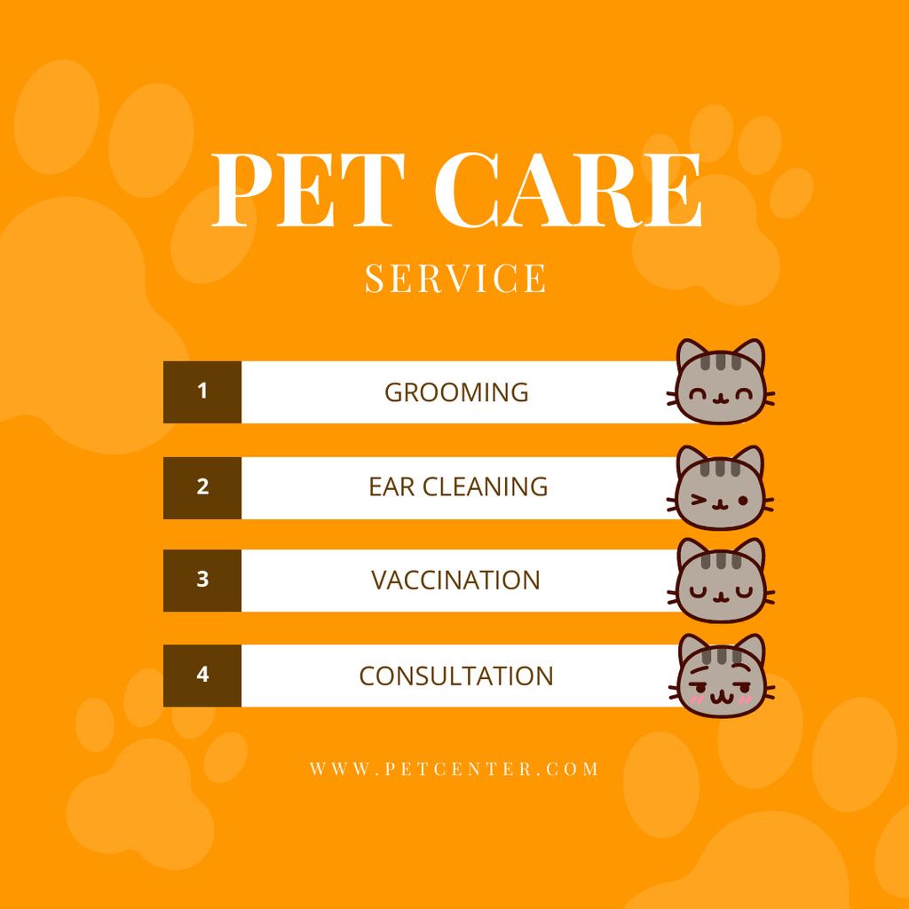 Pet Care Promotion With Description Of Services Instagramデザインテンプレート