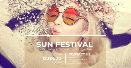 Festival advertisement with bright Girl Facebook AD Design Template