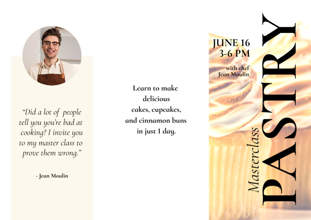 Szablon projektu Pastry Baking Masterclass Announcement With Tutor And Quote Brochure Din Large Z-fold