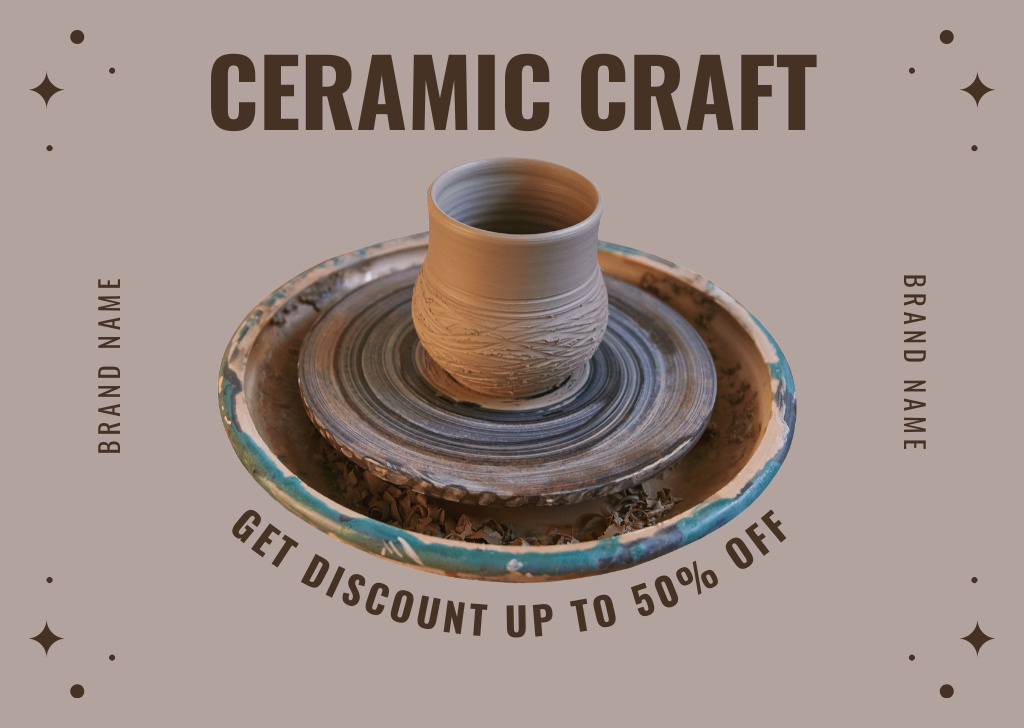 Ceramic Craft Sale Offer With Clay Pot Card Πρότυπο σχεδίασης