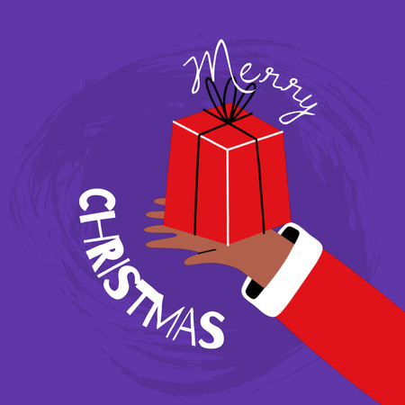 Наполненные любовью рождественские поздравления с подарком в фиолетовом цвете Animated Post – шаблон для дизайна