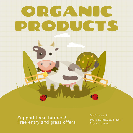 Organik Çiftlik Süt Ürünleri Instagram Tasarım Şablonu