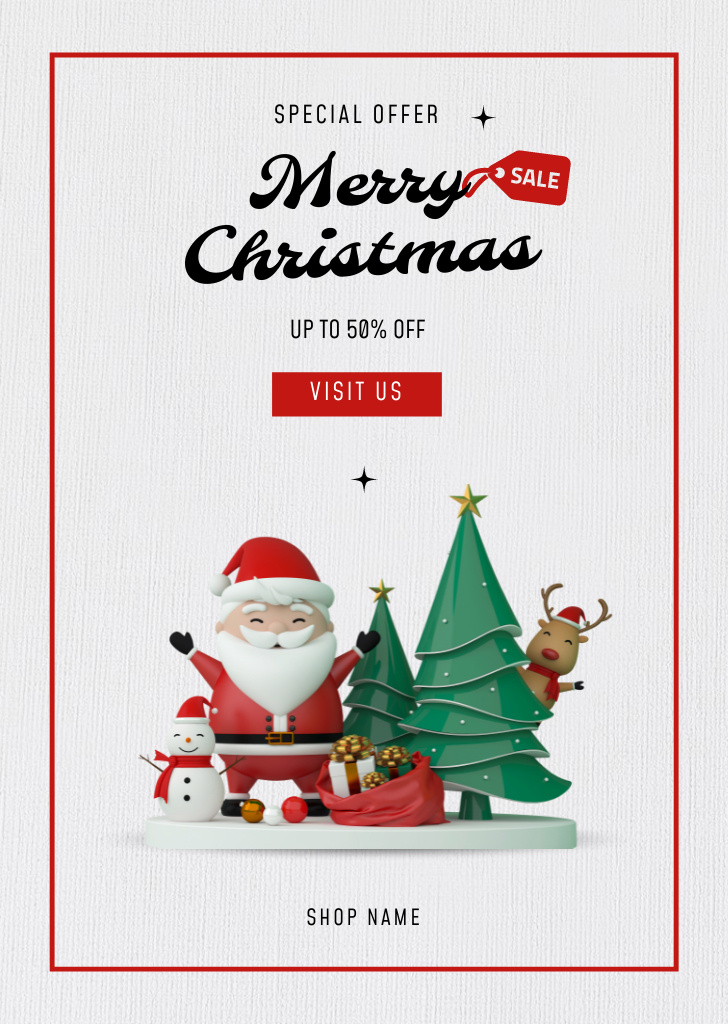 Template di design Christmas Discount For Gifts Under Tree Postcard A6 Vertical