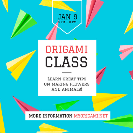 Origami class with Paper Animals Instagram Design Template