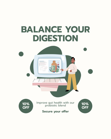 Oferecendo suplementos dietéticos para uma digestão saudável Instagram Post Vertical Modelo de Design