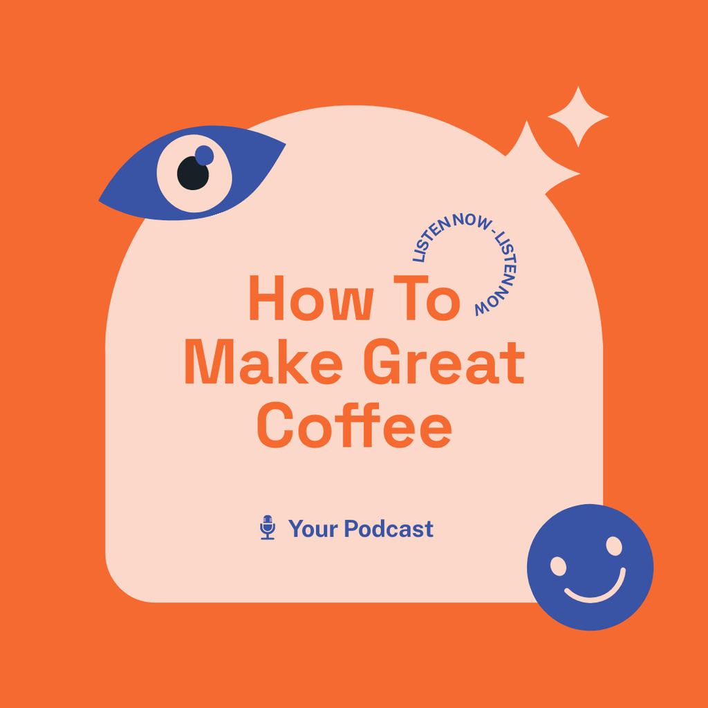 Coffee Making Podcast Orange Instagram Design Template
