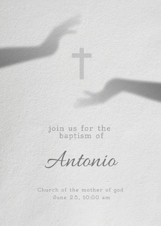 Baby Baptism Announcement with Christian Cross Invitation Design Template