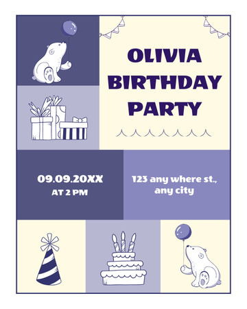 Cute Childish Invitation to a Birthday Party Instagram Post Vertical Design Template