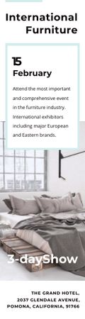 Designvorlage Furniture Store Ad Bedroom in Grey Color für Skyscraper