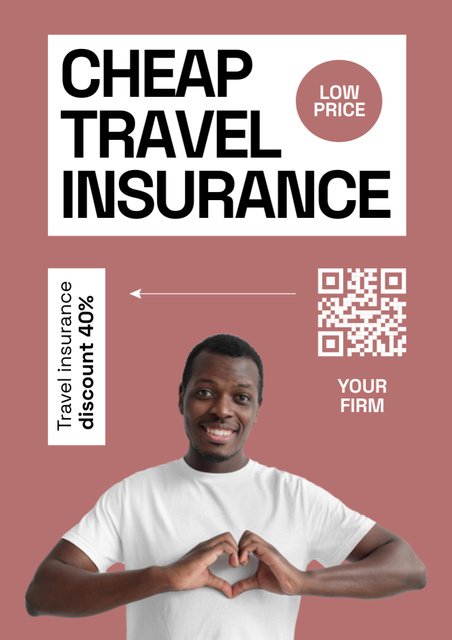 Offer of Cheap Travel Insurance Poster A3 Tasarım Şablonu