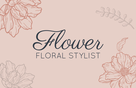 Florist Offer in Floral Pattern Business Card 85x55mm Design Template