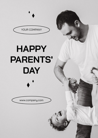 Happy Dad Playing with Son Postcard 5x7in Vertical Design Template