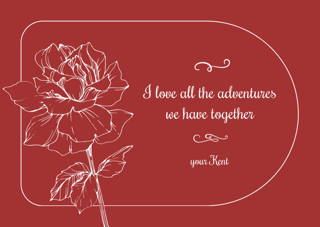 Plantilla de diseño de Elegant Valentine's Day Greeting on Red Postcard 