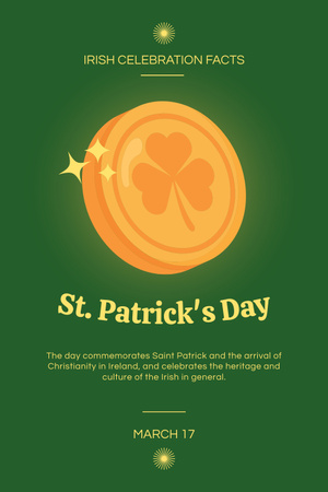 Radiant Holiday Wishes for St. Patrick's Day With Coin Pinterest Design Template