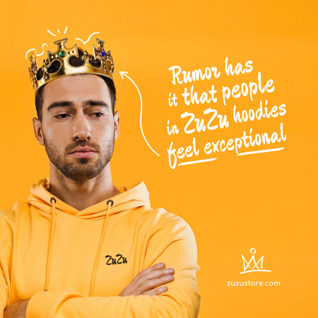 Fashion Ad with Funny Man in Crown Instagram Tasarım Şablonu