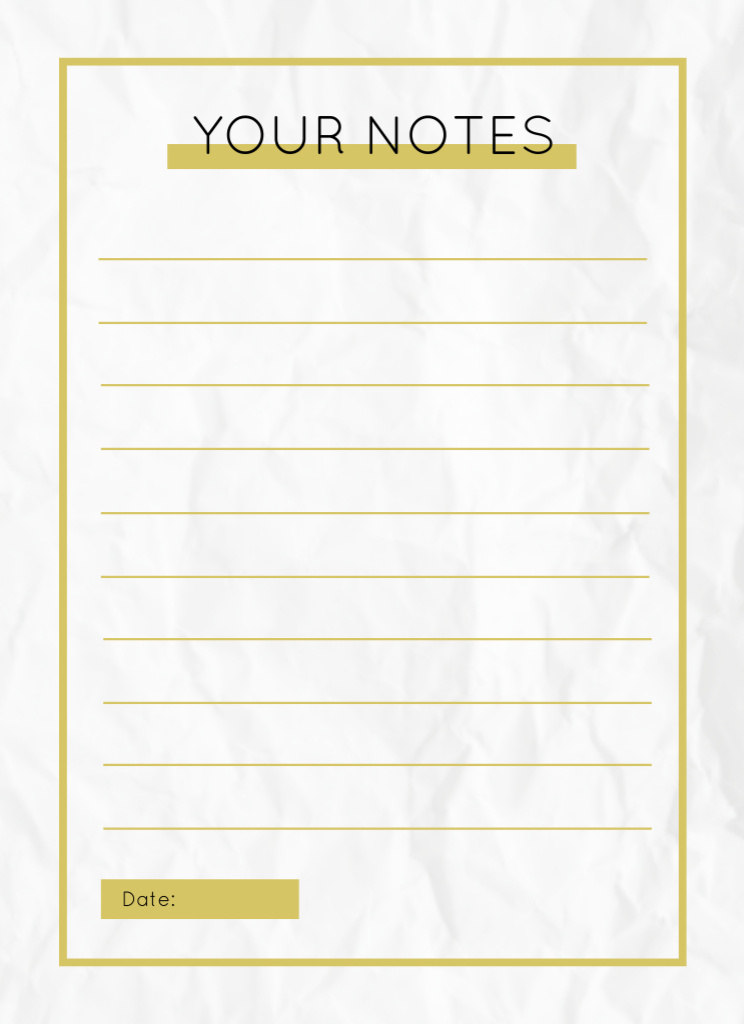 Crumpled Personal Planner with Sheet of Horizontal Lines Notepad 4x5.5in – шаблон для дизайна