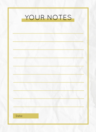 Crumpled Personal Planner with Sheet of Horizontal Lines Notepad 4x5.5in Design Template