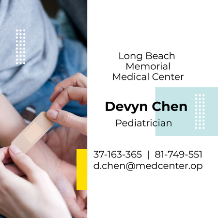 Pediatrician Services Business Card European  - Business Card Square 65x65mmデザインテンプレート