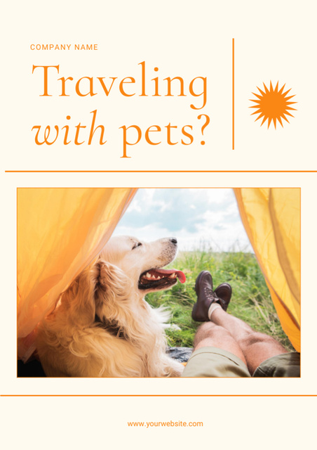 Golden Retriever Dog in Tent Flyer A4 Design Template